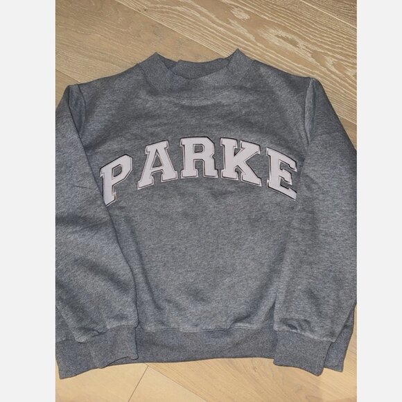 PARKE Mockneck Monochrome Varsity S/M Stormy Gray NEW NWOT Chelsea Parke Kramer - Picture 1 of 2